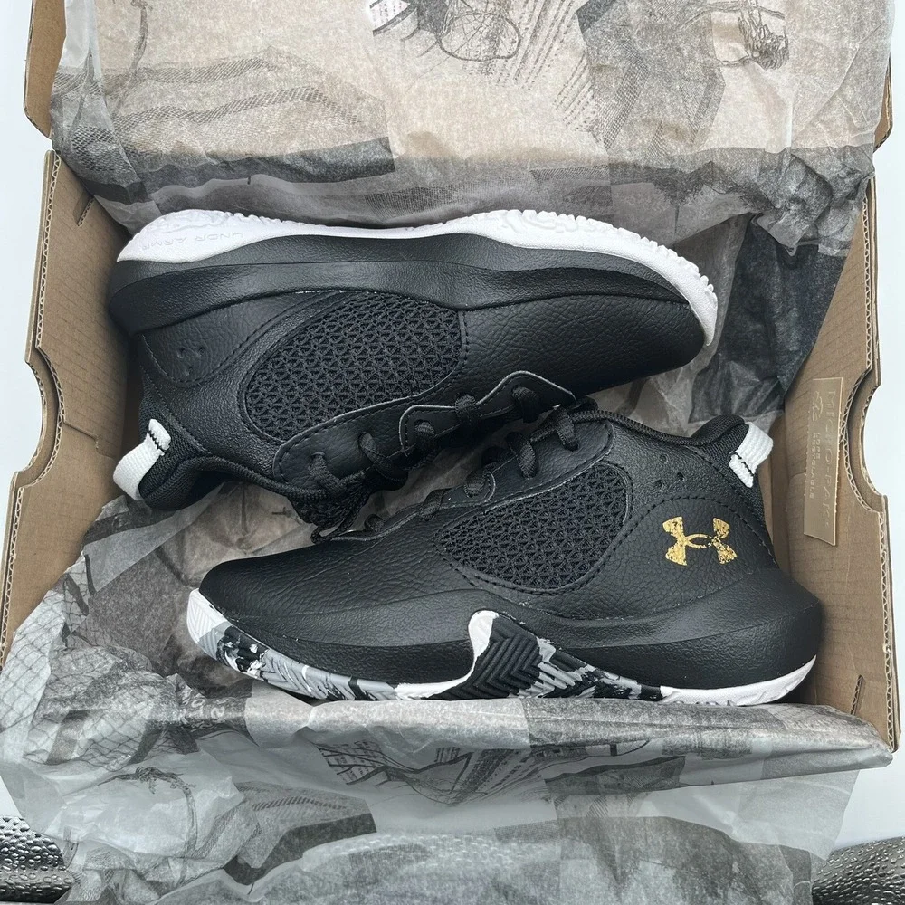 Under Armour Lockdown Little Boy's Leather Basketball Shoe Size 12 Black Lace Up